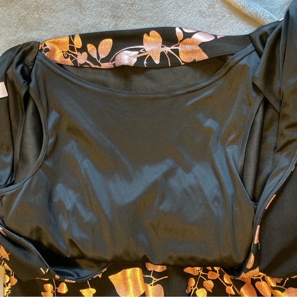 Belle by Badgley Mischka Draped Boat Neck 3/4 Sleeve Blouson Dress w/Rose Gold - Picture 7 of 13